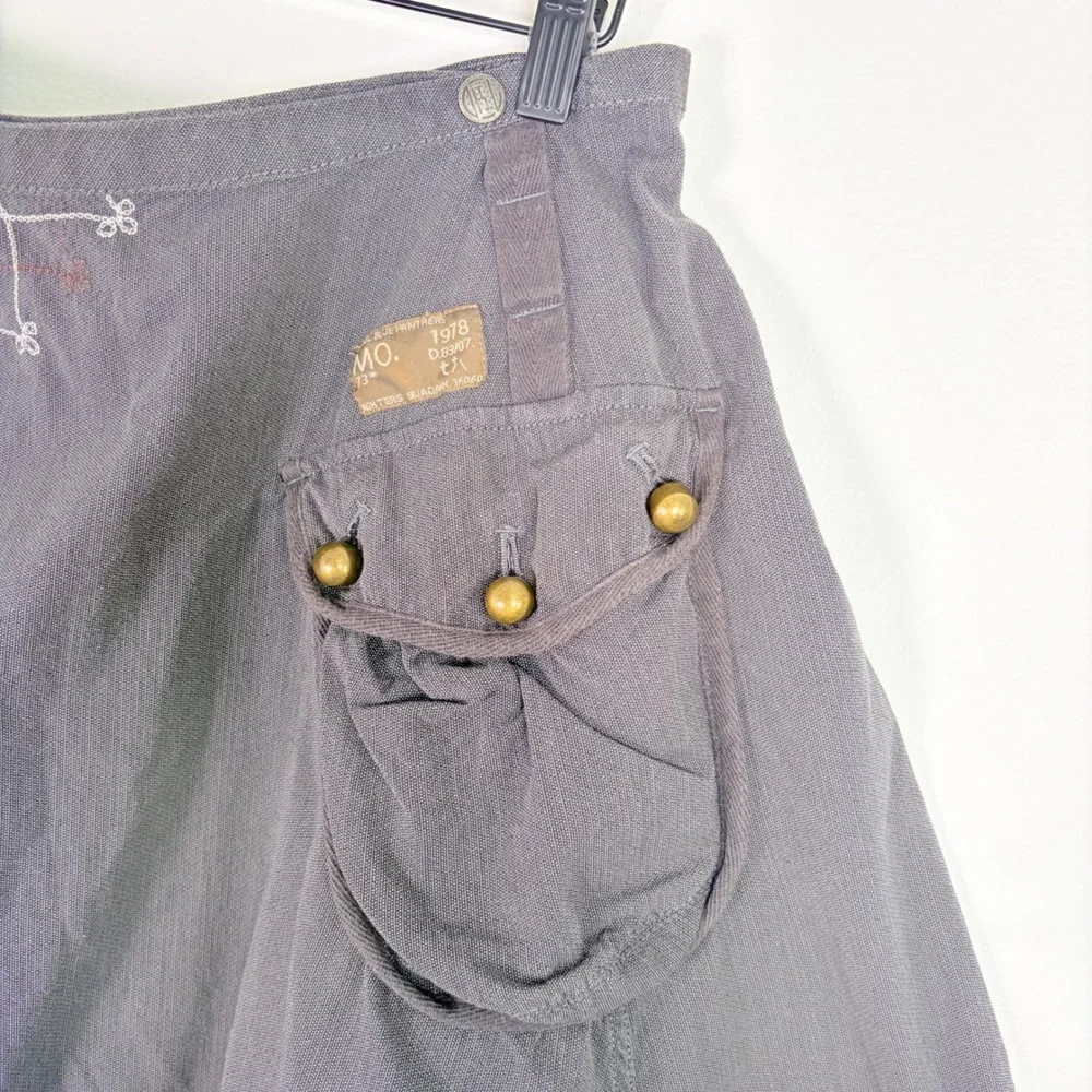 Diesel Vintage Y2K‎ Grey Embroidered Floral 90s Utility Cargo Mini Skirt Size 28 - Picture 5 of 8